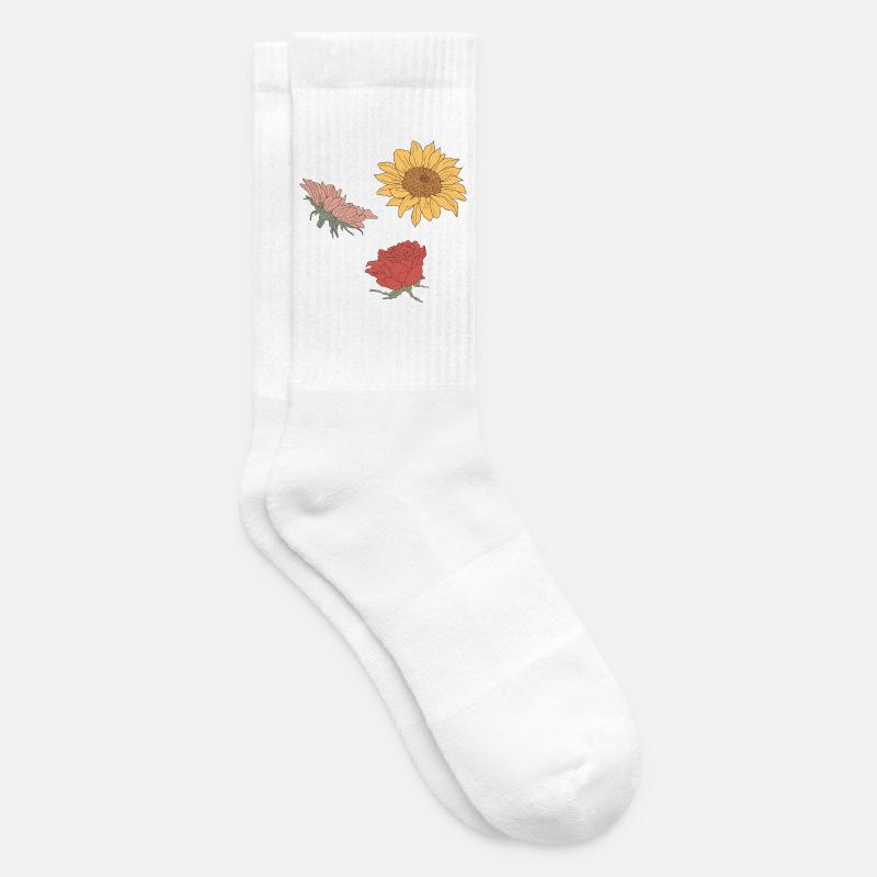 Blumen - Tennissocken - Weiß