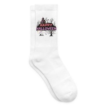 Happy Halloween Haunted House Pastel - Tennis socks - white - Right