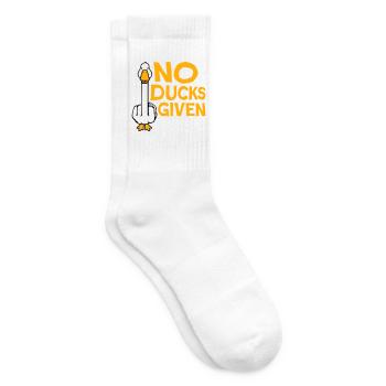 Goose No Ducks Given Middle Finger Naughty Duck Cool - Tennis socks - white - Right