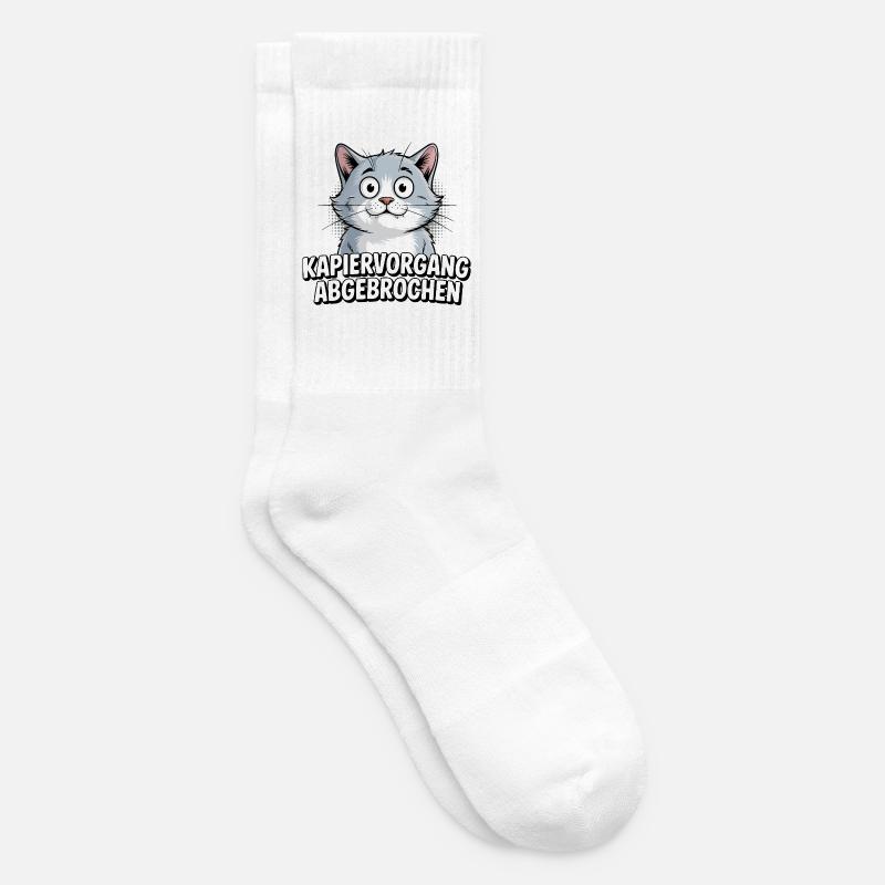 Kapiervorgang abgebrochen – Katze Comic - Tennissocken - Weiß