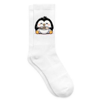 Pingouin aux nouilles, ramen, kawaii manchot - Chaussettes de tennis - blanc - Droite