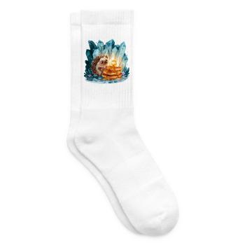 Igel mit goldenen Pfannkuchen - Tennissocken - Weiß - Rechts