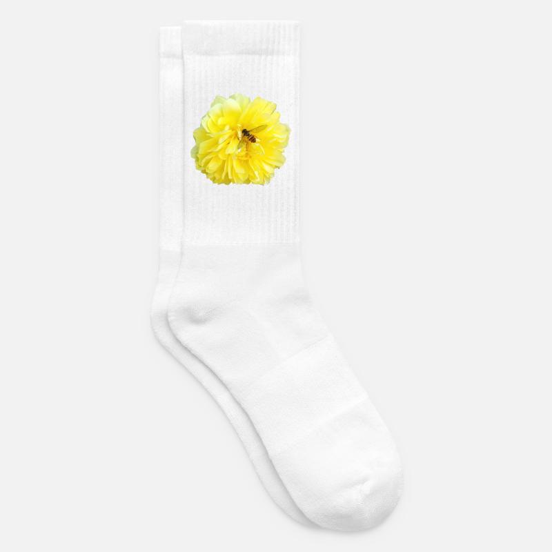 Yellow_Rose_-_Bee_Nature_Photography - Tennis socks - white