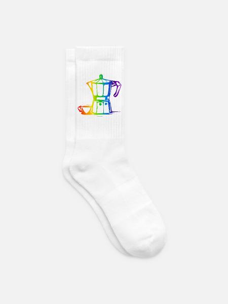 Bialetti Regenbogen Linienkunst - Tennissocken - Weiß