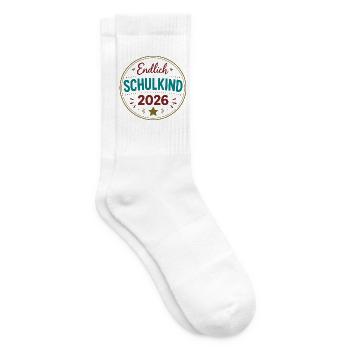 Endlich Schulkind 2026 - Tennissocken - Weiß - Rechts