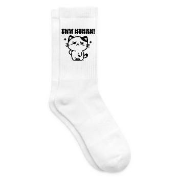 Ew Human Katze Sarkasmus Introvert Geschenk - Tennissocken - Weiß - Rechts
