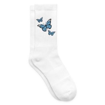 Blue butterflies - Tennis socks - white - Right