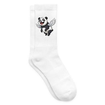Cute Panda Angel with Wings Cartoon - Tennis socks - white - Right