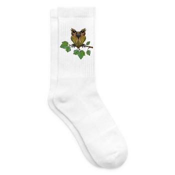 Owl bird - Tennis socks - white - Right