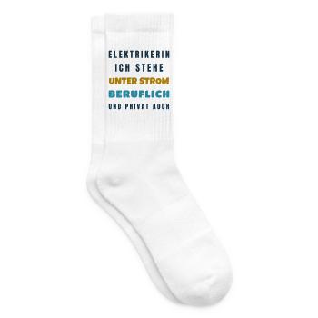 Elektrikerin Ich stehe unter Strom - Handwerk - Tennissocken - Weiß - Rechts