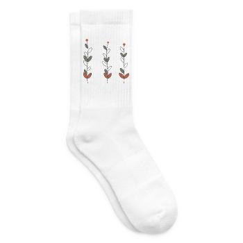 Trio minimalistischer Blumenstängel - Tennissocken - Weiß - Rechts