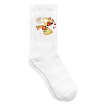 Abstrakt_Pizza - Tennissocken - Weiß - Rechts