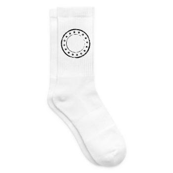 Vintage, runde Gummistempel-Schablone - Tennissocken - Weiß - Rechts