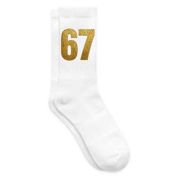 Gold Glitter 67 Ziffern - Tennissocken - Weiß - Rechts