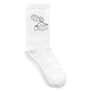 Eichenzweig mit Eichel – Eiche Blätter - Tennissocken - Weiß - Rechts