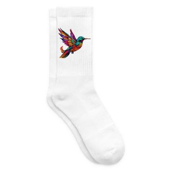 Bunter Kolibri Farbenglanz - Tennissocken - Weiß - Rechts