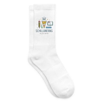 Schulanfang Motiv: Erstes Schuljahr - Tennissocken - Weiß - Rechts