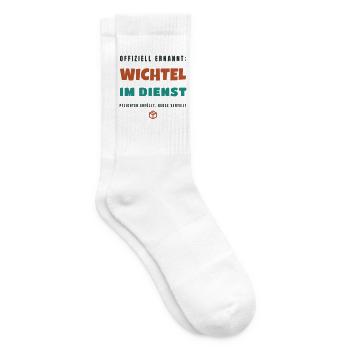 Team Wichtel im Dienst - Pflicht erfüllt Kekse - Tennissocken - Weiß - Rechts