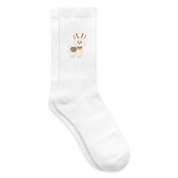 Weihnachtslama mit Glocke - Tennissocken - Weiß - Rechts