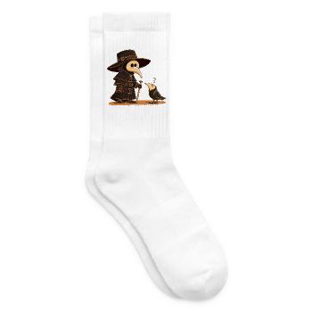 Pestdoktor Rabe Krähe Mittelalter LARP Fantasy - Tennissocken - Weiß - Rechts