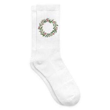 Minimalistisches Weihnachtskranz-Aquarell - Tennissocken - Weiß - Rechts