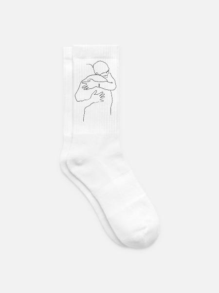 Umarmung, zwei Menschen - Tennissocken - Weiß
