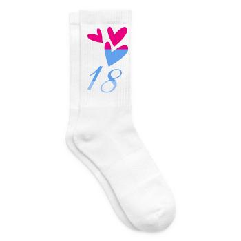 18. 18 JAHRE ALT. 18-jähriges JUBILÄUM. GEBURTSTAG 18 JAHRE. - Tennissocken - Weiß - Rechts