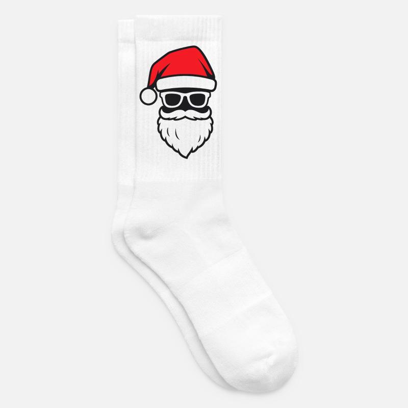 Weihnachts-Santa mit Bart und Brille - Tennissocken - Weiß