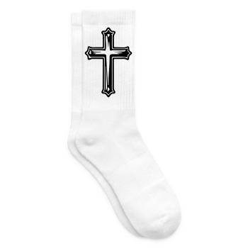Cross Jesus Christian Symbol - Tennis socks - white - Right