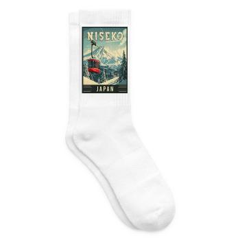 Paradis d’hiver à Niseko Japon Art de voyage vintage - Chaussettes de tennis - blanc - Droite