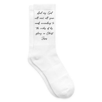 Mein Gott wird allen Mangel ausfüllen in Christus  - Tennissocken - Weiß - Rechts