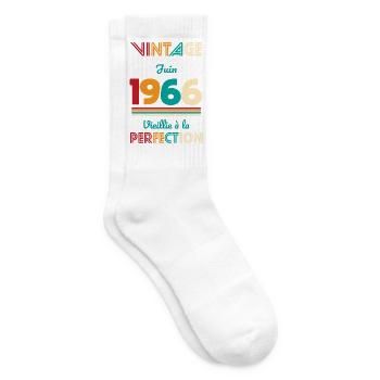 Anniversaire 60 ans - Vintage - Juin 1966 - Chaussettes de tennis - blanc - Droite
