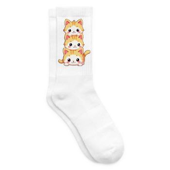 Gestapeltes Kätzchen-Trio - Tennissocken - Weiß - Rechts