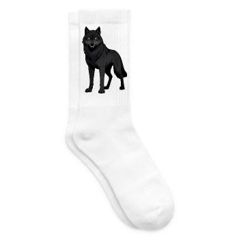 Black wolf with yellow eyes - Tennis socks - white - Right
