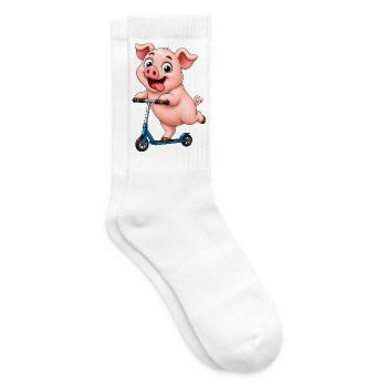 Pig Scooter Scooter Funny Farm Motif - Tennis socks - white - Right