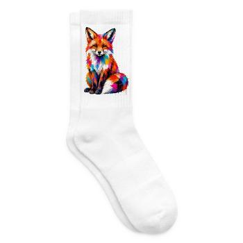 Colorful fox with splashes of color - Tennis socks - white - Right