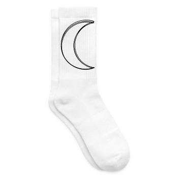 Mond handgezeichnet - Tennissocken - Weiß - Rechts