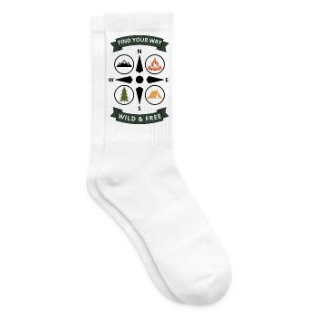 Find Your Way Compass Vintage-Wanderabzeichen - Tennissocken - Weiß - Rechts