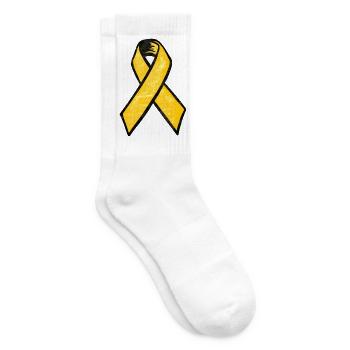 Vintage-inspirierte Yellow Ribbon Endometriose - Tennissocken - Weiß - Rechts