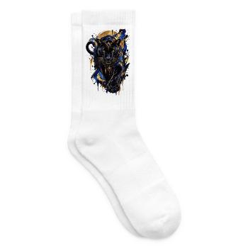 Panthère noire or et bleu - Tennissocken - Weiß - Rechts