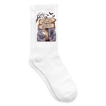 Geisterzeichen Spuk-Nacht-Zauber - Tennissocken - Weiß - Rechts