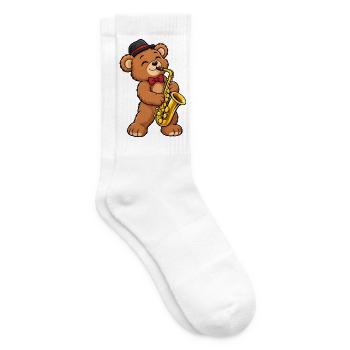 Teddy mit Saxophon - Tennissocken - Weiß - Rechts