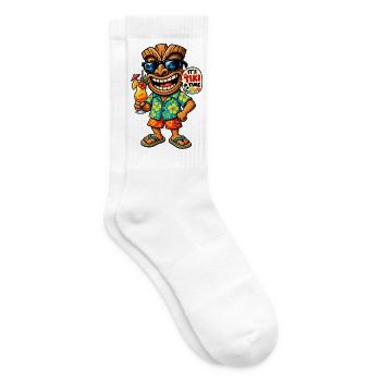 It's Tiki Time – Tiki Cocktail & Urlaubsfeeling - Tennissocken - Weiß - Rechts
