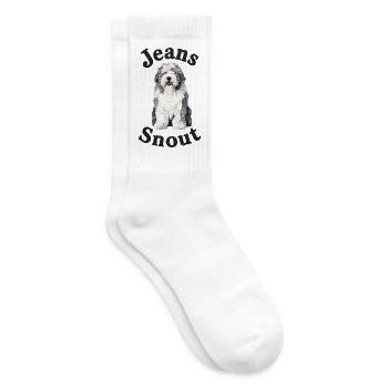 Bobtail im Jeansflicken-Stil - Tennissocken - Weiß - Rechts