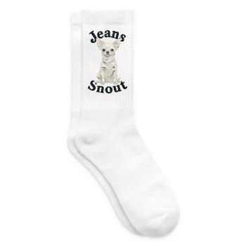 Weißer Kurzhaar-Chihuahua im Jeansflicken-Stil - Tennissocken - Weiß - Rechts