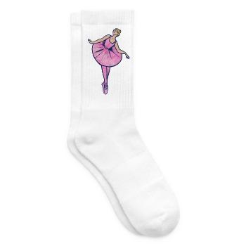 Pinke Ballerina in Tutu - Tennissocken - Weiß - Rechts