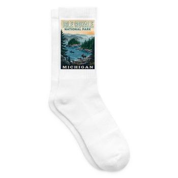 Entdecken Sie den Isle Royale Nationalpark in Michigan - Tennissocken - Weiß - Rechts