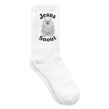Weißer Spitz im Jeansflicken-Stil - Tennissocken - Weiß - Rechts