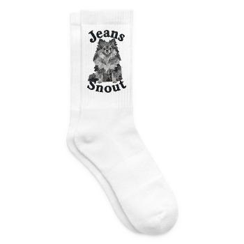 Grauer Spitz im Jeansflicken-Stil - Tennissocken - Weiß - Rechts