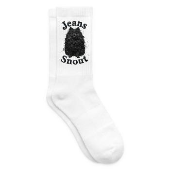 Schwarzer Spitz im Jeansflicken-Stil - Tennissocken - Weiß - Rechts